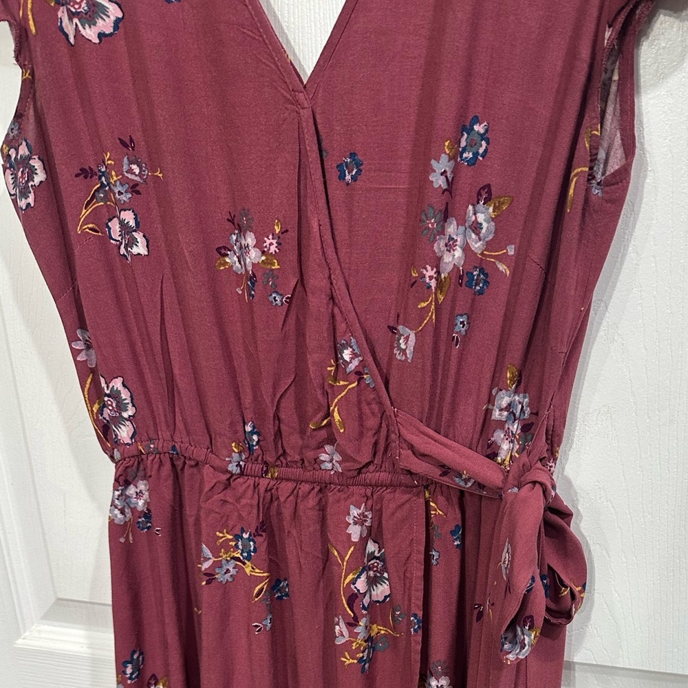 Band of Gypsies Burgundy Floral Maxi Dress - Picture 2 of 4